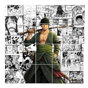 One Piece Zoro Manga Collage Split Poster Pack - Set of 20 HD Anime Posters (7x10 Inch)