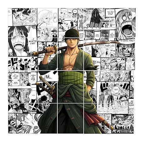 One Piece Zoro Manga Collage Split Poster Pack - Set of 20 HD Anime Posters (7x10 Inch)